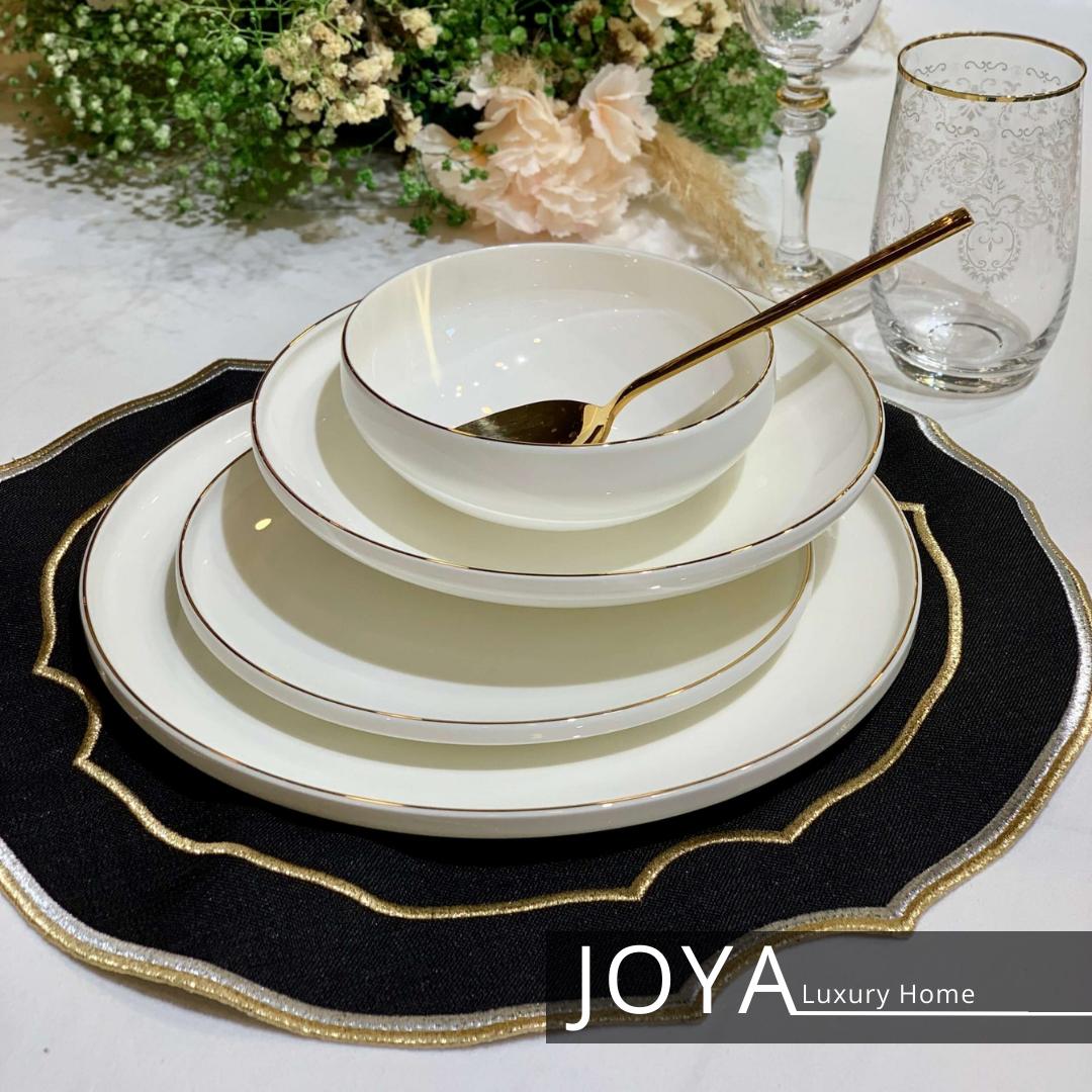 JOYA DAPHNE GOLD porcelaine fine service de table pour 12 personnes 57 pièces . 8681145089017