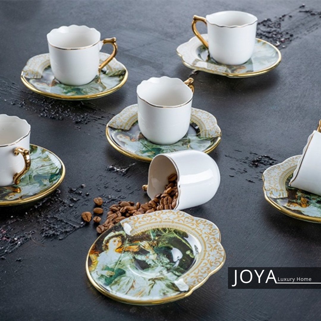 JOYA ENZO MARQUISE PORCELAINE FINE service à café 6 pièces pour 6 personnes. 8681145091041