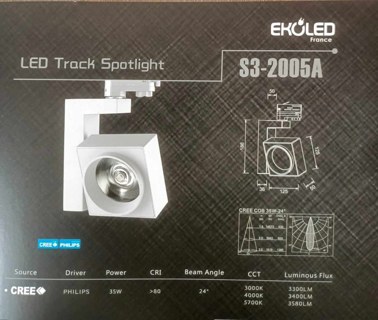 Projecteur sur Rail EKOLED 35W Blanc 2005