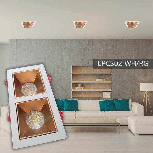 Support de spot rectangulaire double  Ø167*90*37 WH+Sandy Rose Gold LUMIN LPCS02